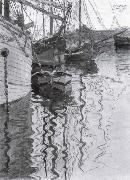 Sailing-ships in trieste harbour Egon Schiele